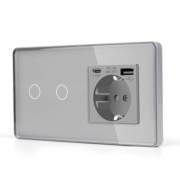 کلید لمسی هوشمند دو پل + پریز برق ارت دار + شارژر